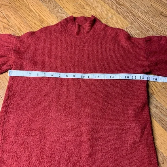 For Thee Red Balloon Sleeve Mock Neck Sweater Dress - M - Picture 5 of 7